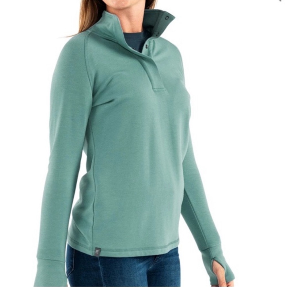 FreeFly Bamboo Thermal Fleece 1/4 Pullover In Green Size‎ XS